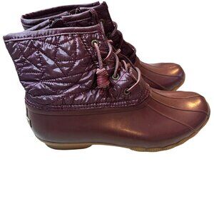 Sperry Womens Saltwater Purple Waterproof Rubber Rain Boots Size 9.5 Quilted Upp